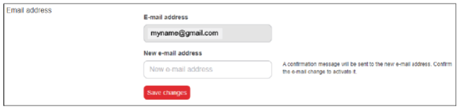 The Email address section