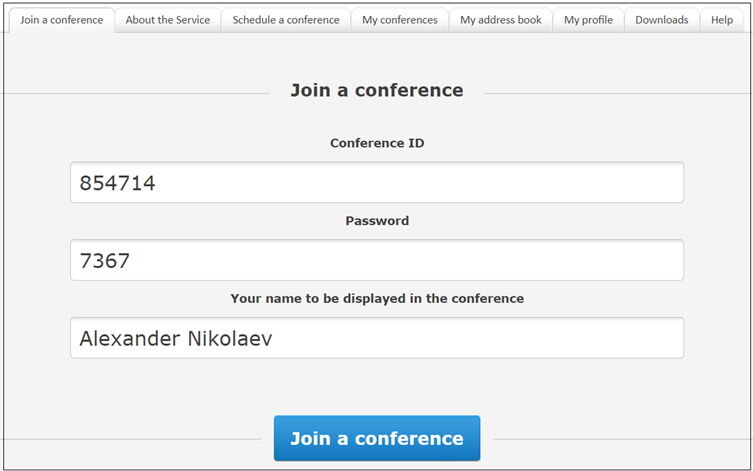 The Join a conference tab