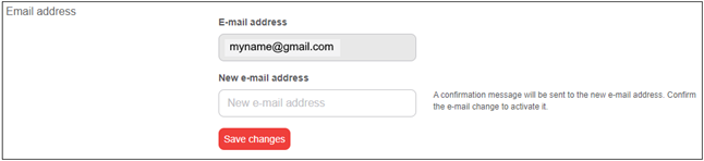 The Email address section